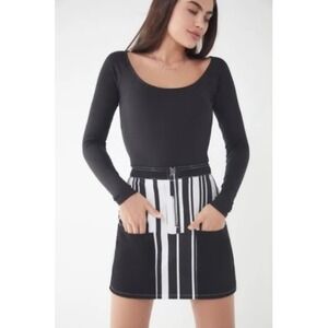 BDG Urban Outfitters Ruby Stripe Jean Mini Skirt Zip Pockets Denim XS
